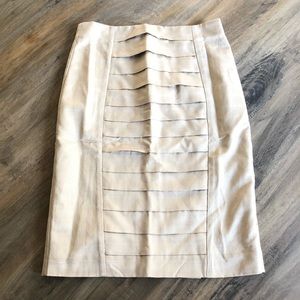 Geren Ford Beige Silk/Cotton Pencil Skirt (0)